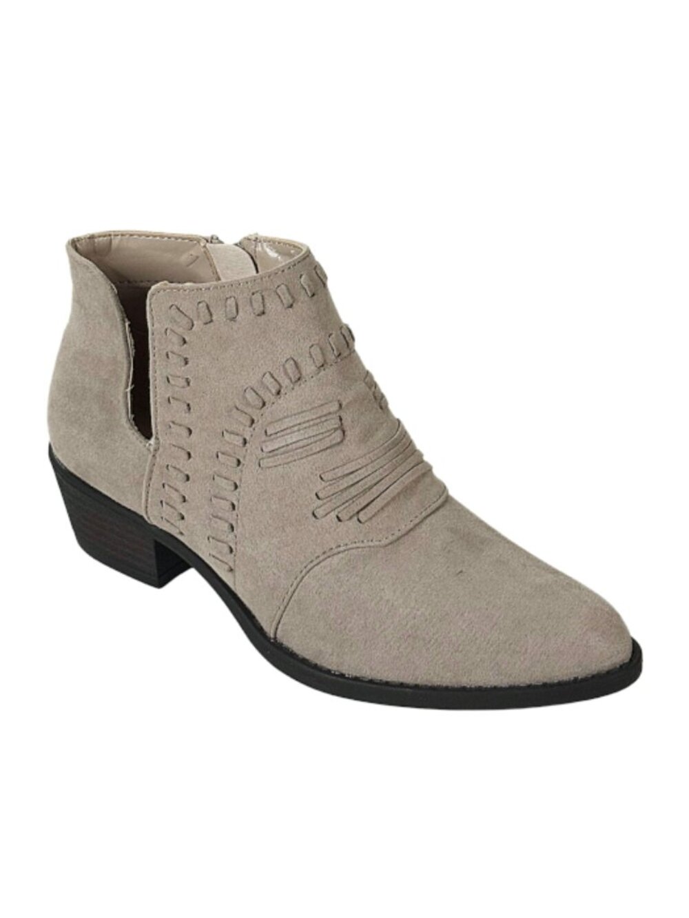 Qupid Sochi-152 Women Taupe Su Western Ankle Boot Low Heel Bootie